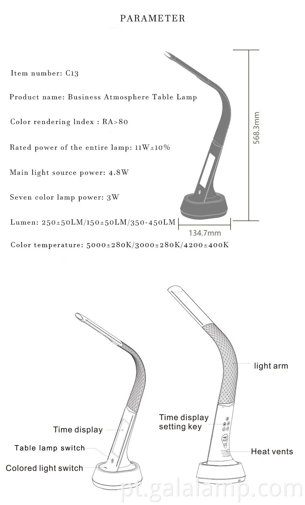 Lâmpada de mesa de despertador RGB vibrante para decoração de casa